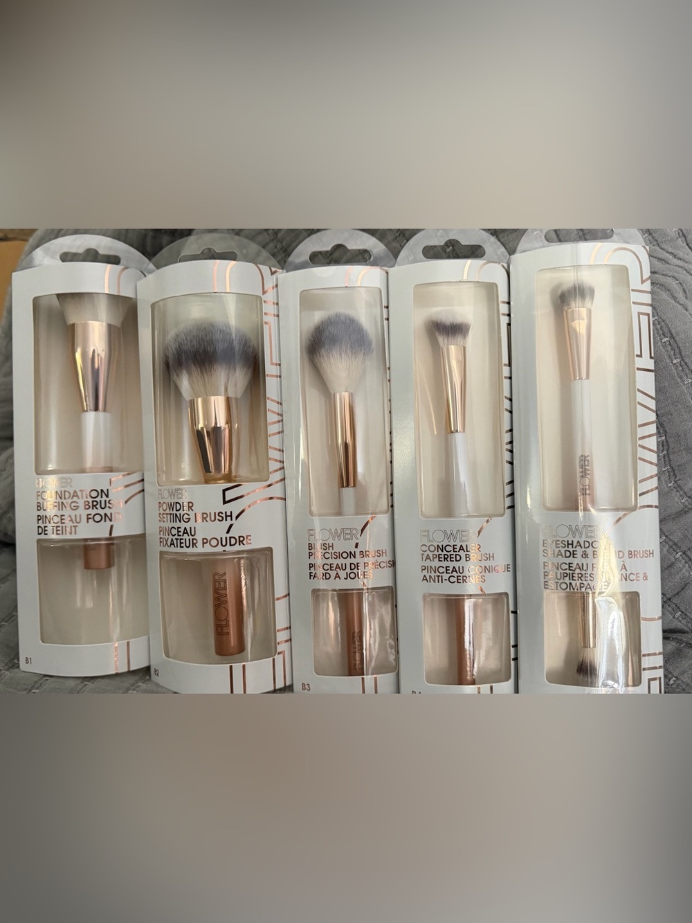 Flower Cosmetic 5 Brush Collection-Foundation,Powder, Blush,Concealer,Eyeshadow